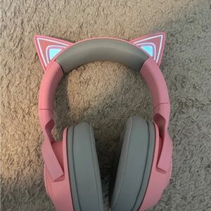 Razer Kraken Pink and Gray Cat Ear Headphones
